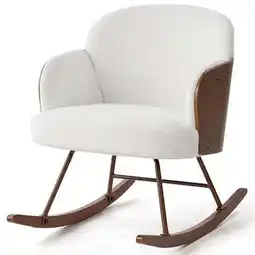 Walmart papajet Nursery Rocking Chair for Living Room,Bentwood Frame and Teddy Upholstered,White offer