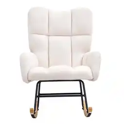 Walmart KFFKFF 250 lbs Capacity Rocker Chair Nursery Rocking Chair Teddy Fabric Glider offer
