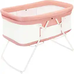 Walmart Ubravoo Pink Baby Crib,2 in 1 Cribs and Cradles, Easy Folding Travel Cot with Mattress offer