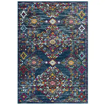 Walmart Modway Entourage 94.5x122 Khalida Floral Lattice Area Rug - Blue/Orange/Yellow offer