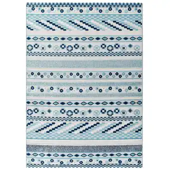 Walmart Reflect Cadhla Vintage Abstract Geometric Lattice 5x8 Indoor and Outdoor Area Rug - Ivory and Blue offer