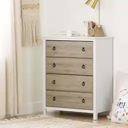 Walmart South Shore Catimini Farmhouse 4-Drawers Dresser Pure White and Rustic Oak offer