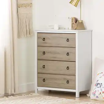 Walmart South Shore Catimini Farmhouse 4-Drawers Dresser Pure White and Rustic Oak offer
