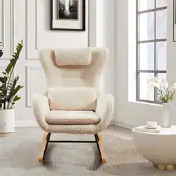 Walmart Smilegend Rocking Chair Nursery with High Backrest Beige offer