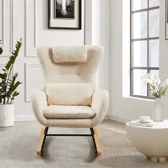 Walmart Smilegend Rocking Chair Nursery with High Backrest Beige offer