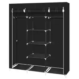 Walmart Ktaxon 5 Layers 9 Portable Closet Non-woven Wardrobe Double Rod Storage Organizer 59*17*70 in Black offer