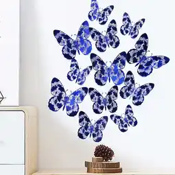Walmart IFANLANDOR 24Pcs Blue Paper Butterflies Wall Sticker for Living Room Decor 12x10in offer