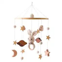 Walmart Wooden Crib Mobile, Rabbit Animals Crocheted Design, for Visual Development, Nursery Decoration offer