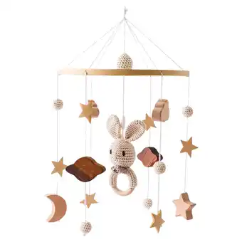 Walmart Wooden Crib Mobile, Rabbit Animals Crocheted Design, for Visual Development, Nursery Decoration offer