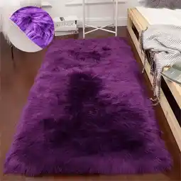 Walmart FUDAKUNA Purple Fluffy Shaggy Rug 24x48 Soft Plush Faux Sheepskin Non-Slip Backing Carpet offer