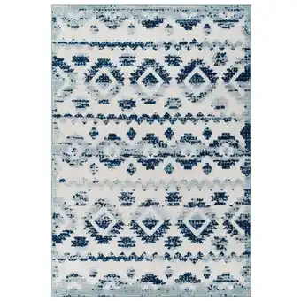 Walmart Modway Reflect 94.5x122 Takara Diamond Moroccan Trellis Area Rug in Ivory/Blue offer