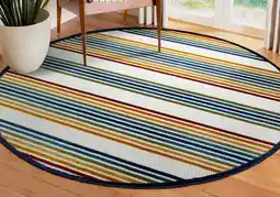 Walmart Leick Home 595041 Blithe Colorful Line Indoor Outdoor Round Area Rug 5-Foot 3-Inches offer