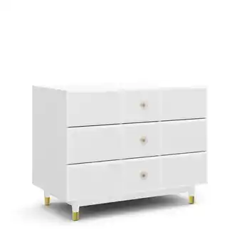 Walmart Little Seeds Aviary 3-Drawer Dresser with Gold Hardware, White offer