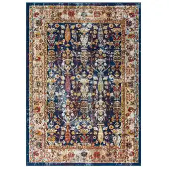 Walmart Entourage Jessa Distressed Vintage Floral Lattice 5x8 Area Rug Blue Orange Yellow Red offer