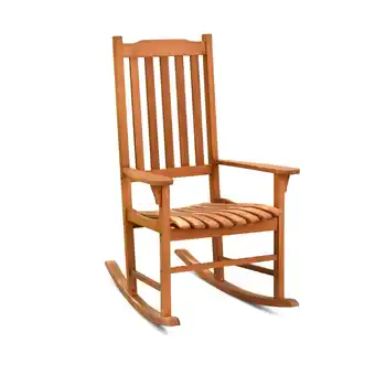 Walmart Patiojoy Outdoor Single Rocking Chair Wooden Patio Rocker Chair Natural Wood offer