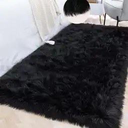 Walmart FUDAKUNA Soft Comfortable Area Rugs 24x48 Faux Fur Sheepskin Shaggy Carpet for Bedroom Living Room offer