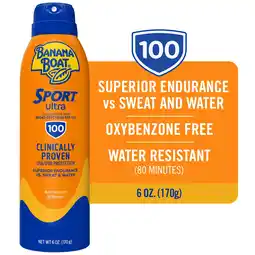Walmart Banana Boat Sport Ultra SPF 100 Sunscreen Spray, Clear Spray Sunscreen, Adult Sunblock, 6 oz offer