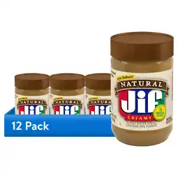 Walmart (12 pack) Jif Natural Creamy Peanut Butter Spread, 16-Ounce Jar offer