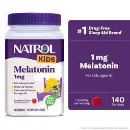 Walmart Natrol Kids Melatonin, Sleep Gummies for Children, Raspberry Flavor, 1mg, 140 Count offer