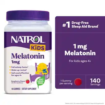 Walmart Natrol Kids Melatonin, Sleep Gummies for Children, Raspberry Flavor, 1mg, 140 Count offer