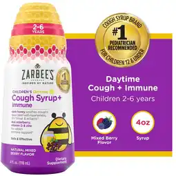 Walmart Zarbee's Children's Day Honey Cough Syrup + Immune, Berry, 4 fl. oz offer