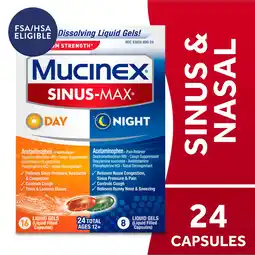 Walmart Mucinex Sinus-Max Day & Night Multi-Symptom Sinus Relief Medicine, 24 Liquid Gels, Combo Pack offer