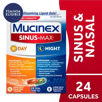 Walmart Mucinex Sinus-Max Day & Night Multi-Symptom Sinus Relief Medicine, 24 Liquid Gels, Combo Pack offer