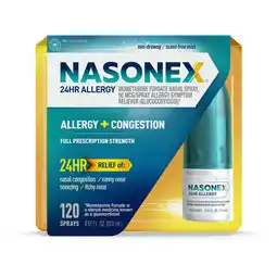 Walmart Nasonex 24HR Allergy Nasal Spray, Allergy and Congestion, 120 Sprays, 17.0 ml offer