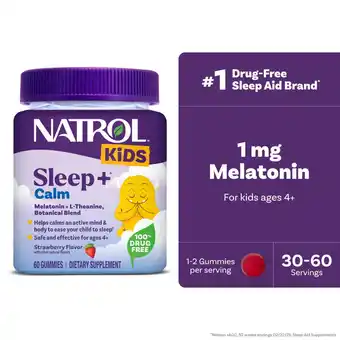 Walmart Natrol Kids Sleep+ Calm, Melatonin & L-Theanine, Sleep Gummies for Kids, Strawberry Flavor, 60 Ct offer