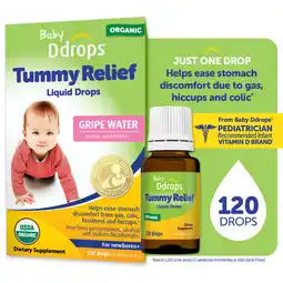 Walmart Baby Ddrops Gripe Water for Babies, Liquid Organic Tummy Relief, 0.12 fl oz offer