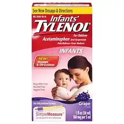 Walmart Infants' Tylenol Pain Reliever-Fever Reducer, Oral Suspension, Grape Flavor, 1 oz offer