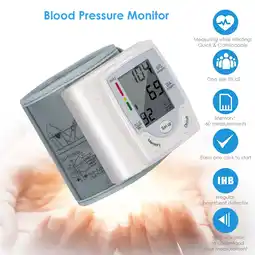 Walmart Hinzonek Automatic Wrist Blood Pressure Monitor LCD Digital BP Cuff Gauge Heart Rate Machine Tester offer