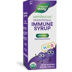 Walmart Nature's Way Sambucus Traditional Immune Syrup for Kids, Organic Black Elderberry Extract, 4 Fl Oz offer