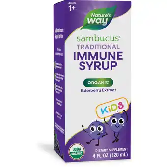 Walmart Nature's Way Sambucus Traditional Immune Syrup for Kids, Organic Black Elderberry Extract, 4 Fl Oz offer
