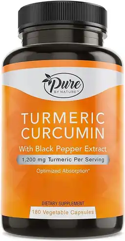 Walmart Pure By Nature Turmeric Curcuminoids with Black Pepper Extract 100% Organic, 180 Count offer