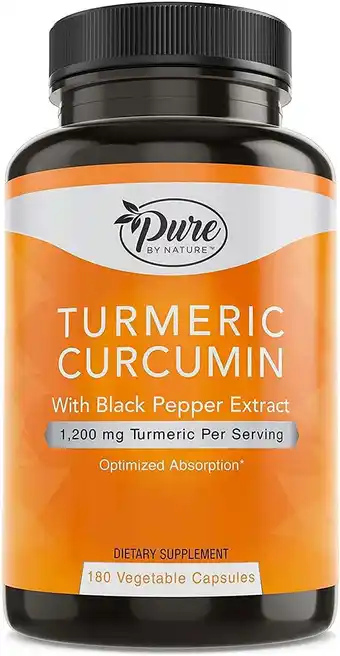 Walmart Pure By Nature Turmeric Curcuminoids with Black Pepper Extract 100% Organic, 180 Count offer