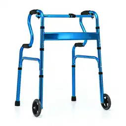 Walmart Resenkos Medical Mobility Walker,Aluminum Heavy-Duty Folding Wheeled Stand-Assist Walker-Blue offer