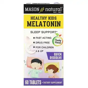 Walmart Mason Kids Melatonin: Supports Healthy Sleep, Fast-Acting, Fruit Flavored, 60 Tabs offer