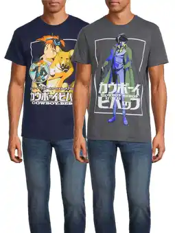 Walmart Cowboy Bebop Men's & Big Men's Anime Graphic Tees, 2-Pack, Sizes S-3XL offer