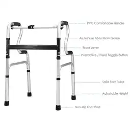 Walmart GVN Walkers & Rollators,One-Button Folding Aluminum Walking Frame Walker offer