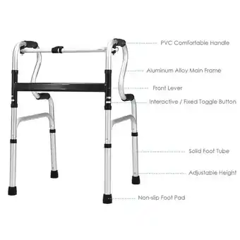 Walmart GVN Walkers & Rollators,One-Button Folding Aluminum Walking Frame Walker offer