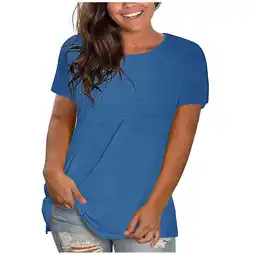 Walmart Posijego Plus Size Tops for Women Short Sleeve Shirts Spring Summer Loose Tunic Tops Solid Color offer