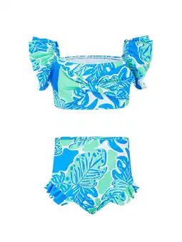 Walmart Gogokids UV Protection Female Swimsuit Sets, Polyester, Green Flower, 100 offer