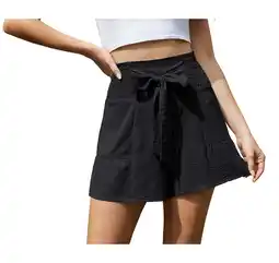 Walmart Asklazy Women's Casual Wide Leg Shorts Without Pockets High Waisted Tie Knot Ruffle Summer Shorts offer