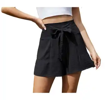 Walmart Asklazy Women's Casual Wide Leg Shorts Without Pockets High Waisted Tie Knot Ruffle Summer Shorts offer