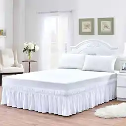 Walmart Monkemon Wrap Around Ruffled Bed Skirt 15 inch for Queen Size Beds,White offer