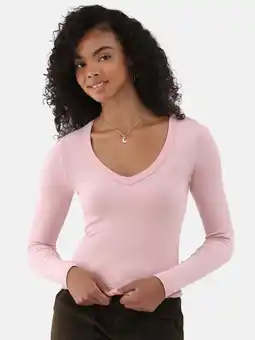 Walmart No Boundaries Seamless V-Neck Top with Long Sleeves, Women's offer