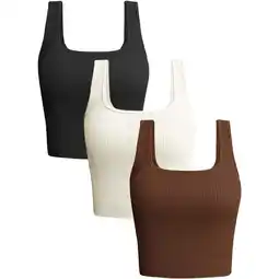 Walmart COOPLUS Womens Tank Tops Square Neck Sport Bra Sleeveless Workout Yoga Basic Tight 3 Pieces offer