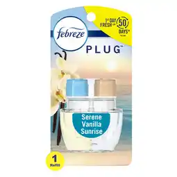 Walmart Febreze PLUG Air Freshener, Serene Vanilla Sunrise, .87 oz Oil Refill offer