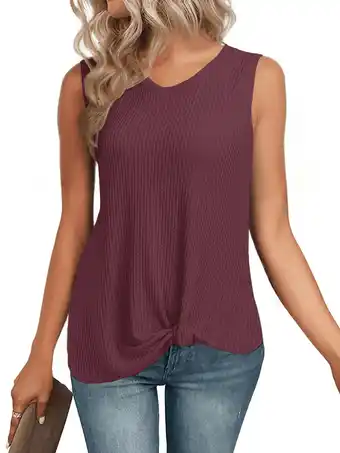 Walmart FIUFY Womens Tank Tops Summer Casual Sleeveless Cute Twist Knot Shirt Blouse Tunics offer
